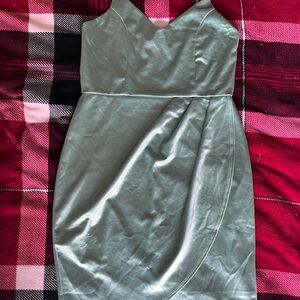 Lulus Aqua Satin Mini Dress